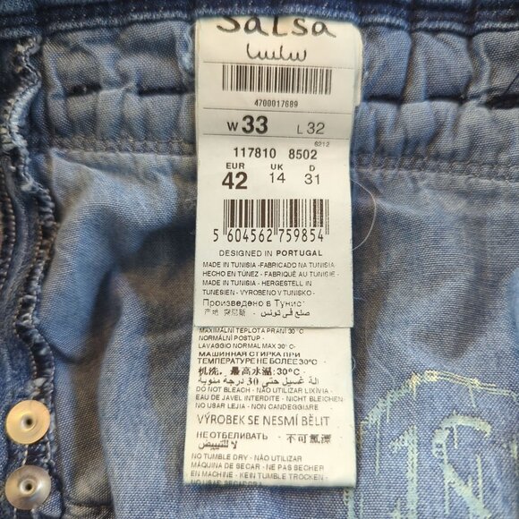 Salsa Jeans Men’s W33 L32 Blue Distressed Paint Splatter Slim Fit Button Fly - Picture 12 of 16